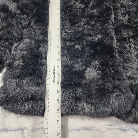 Custom WOMENS SIZE L 100% Dyed Rabbit Fur Black Jacket Lined VINTAGE 90s - Picture 2 of 16